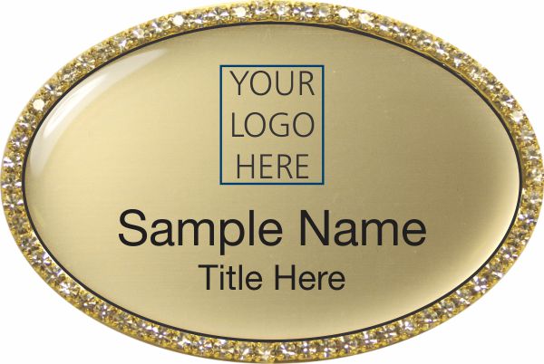 Custom Logo Gold Oval Bling Gold Badge 6000 Nicebadge™ 8040